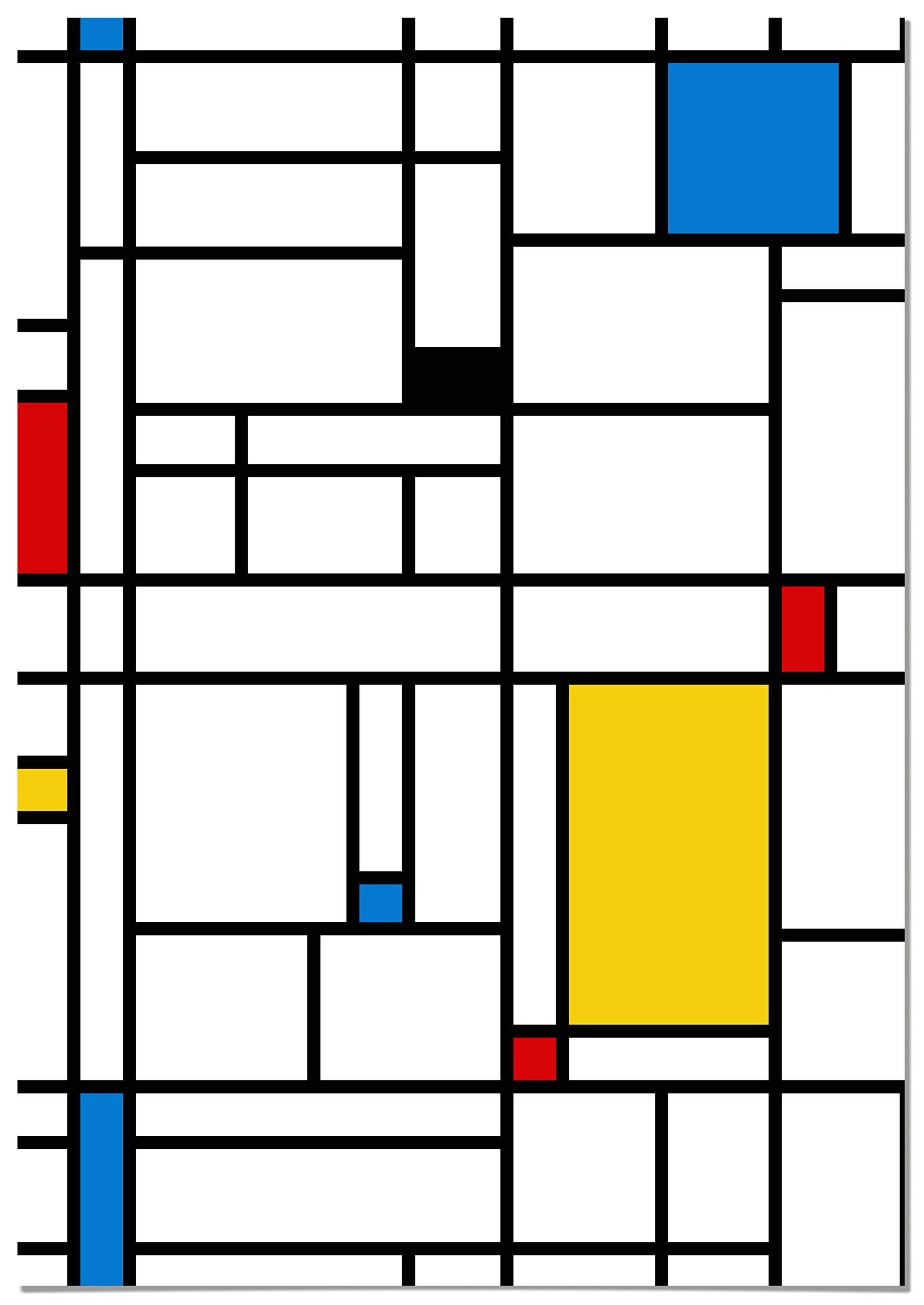 Panorama Quadro su Tela Canvas Piet Mondrian 70x100cm - Telaio in Legno Incluso - Decorazione Murale