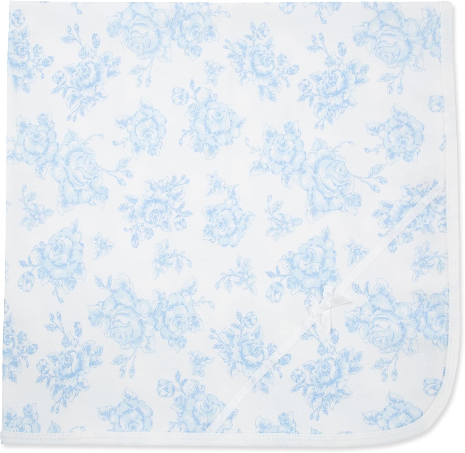 Little Me Blankets for Baby Girls' Swaddling Receiving Blanket, Blue Roses, 30 x 27 Inches - Image 4