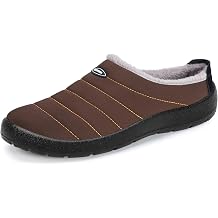 Mens Womens House Slippers Warm Fur Lined Winter House Shoes Slip on Cozy Indoor Outdoor Slipper
