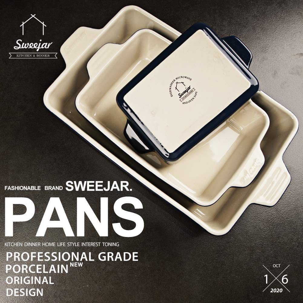 SWEEJAR Home Ceramiczny zestaw do pieczenia, naczynie do pieczenia, lasagna, patelnie, naczynie do zapiekanek, granatowe