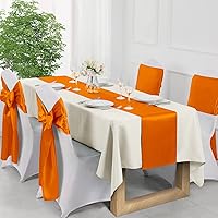 Vista 3 de Manyshofu 12Pcs Satin Orange Table Runner - 12 x 72 Inch Long Size, Party Table Runner Decor Bright & Smooth Wedding Decorations Table Runners for