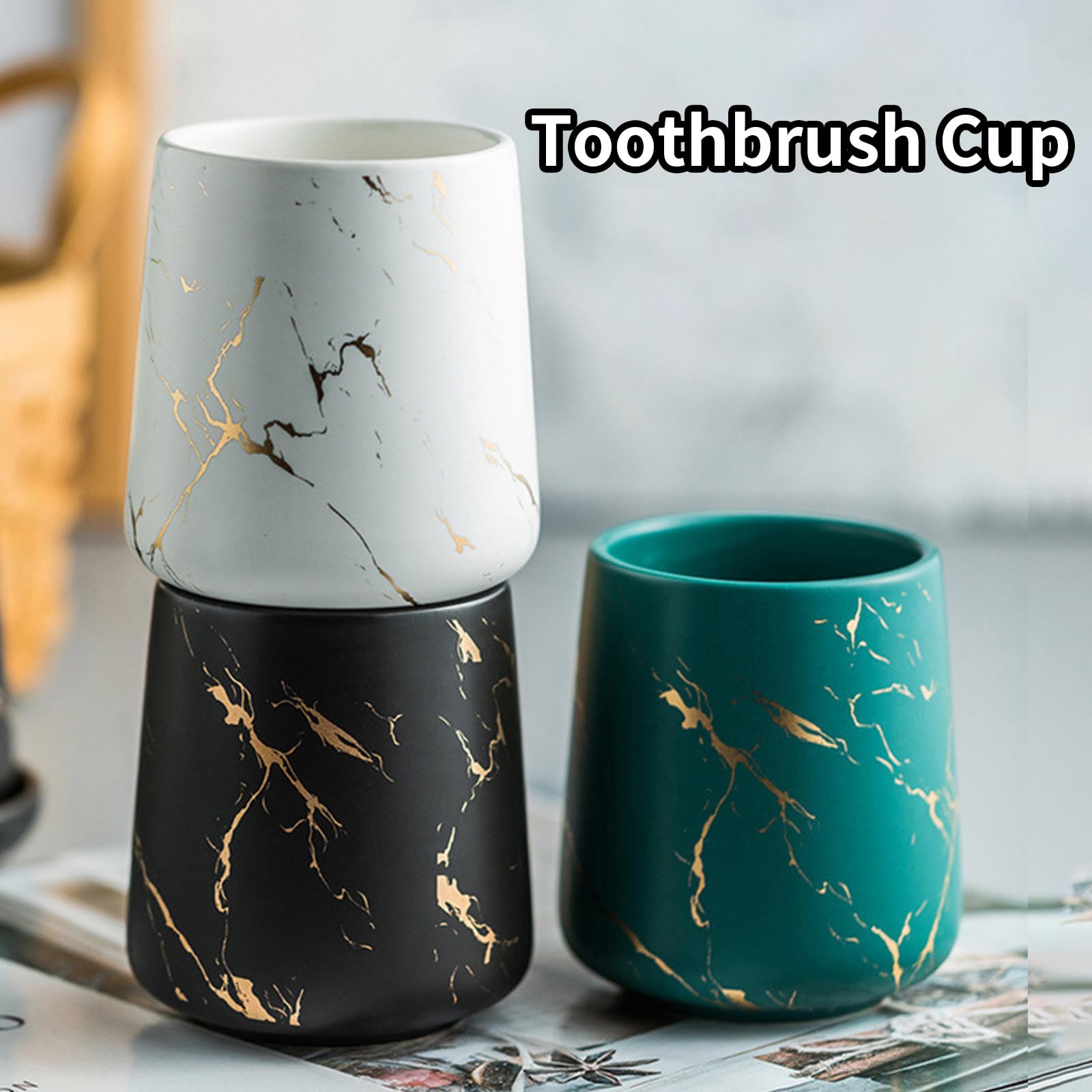 Set Accessori Bagno In Ceramica 4 Pezzi - Portaspazzolino, Dispenser Sapone, Nero Opaco - Foto 11