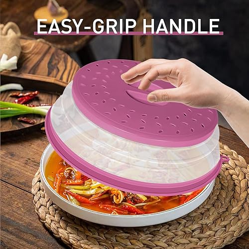 Miniatura 4 de Cubierta plegable para salpicaduras de microondas para alimentos, tapa de microondas ventilada con agujero de gancho, protector de salpicaduras para