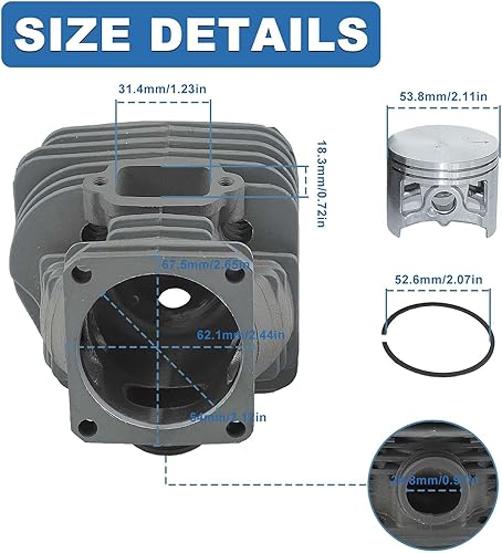 Miniatura 4 de AUMEL Kit del pistón del cilindro de 177.2 ft m para la motosierra Stihl MS660 066 MS650 064 substituye 1122 020 1211.