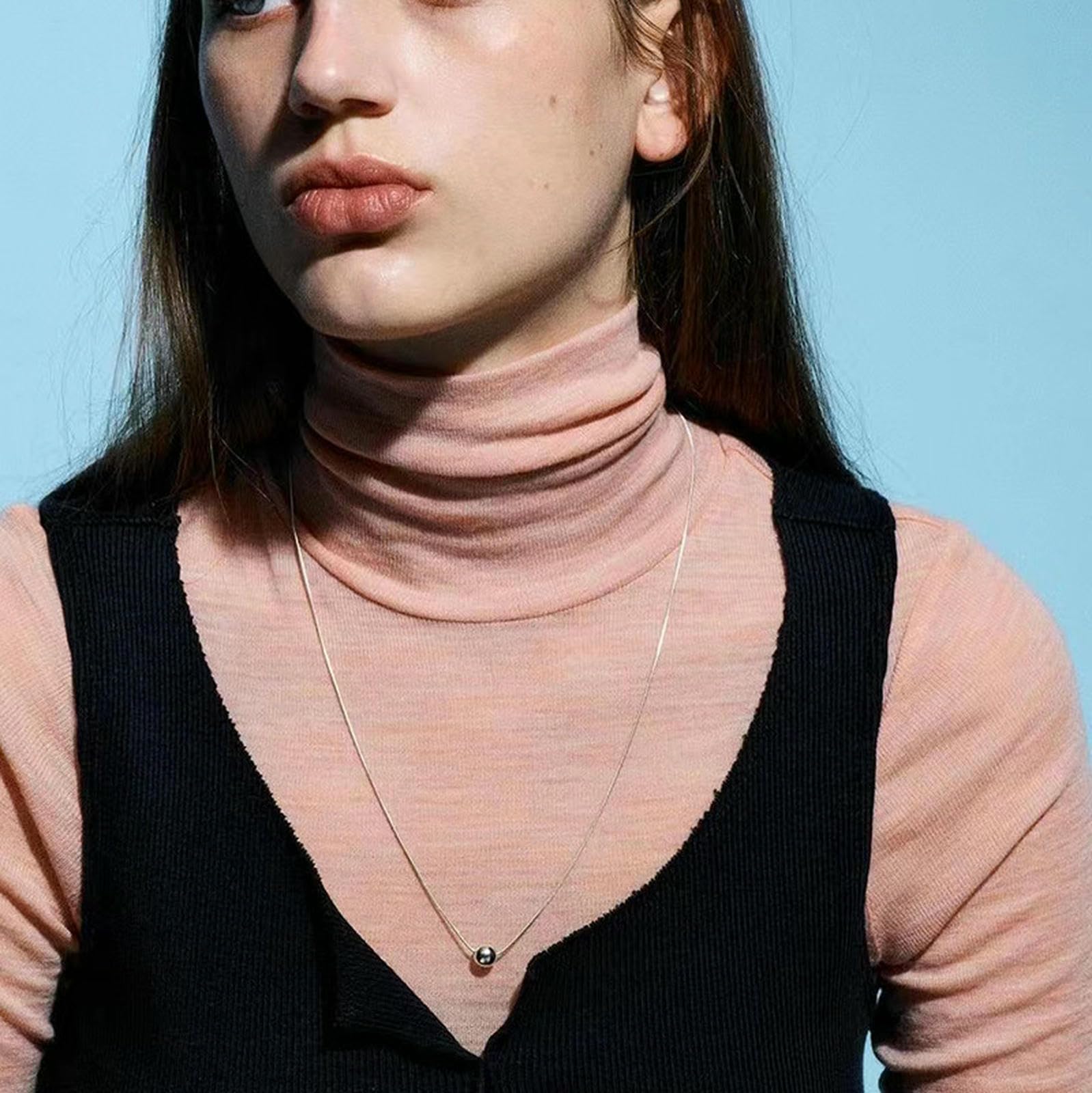Collar de bola ajustable para mujer, cadena de serpiente de cuerda deslizante chapada en acero inoxidable de 18 quilates, joyería para presentarla