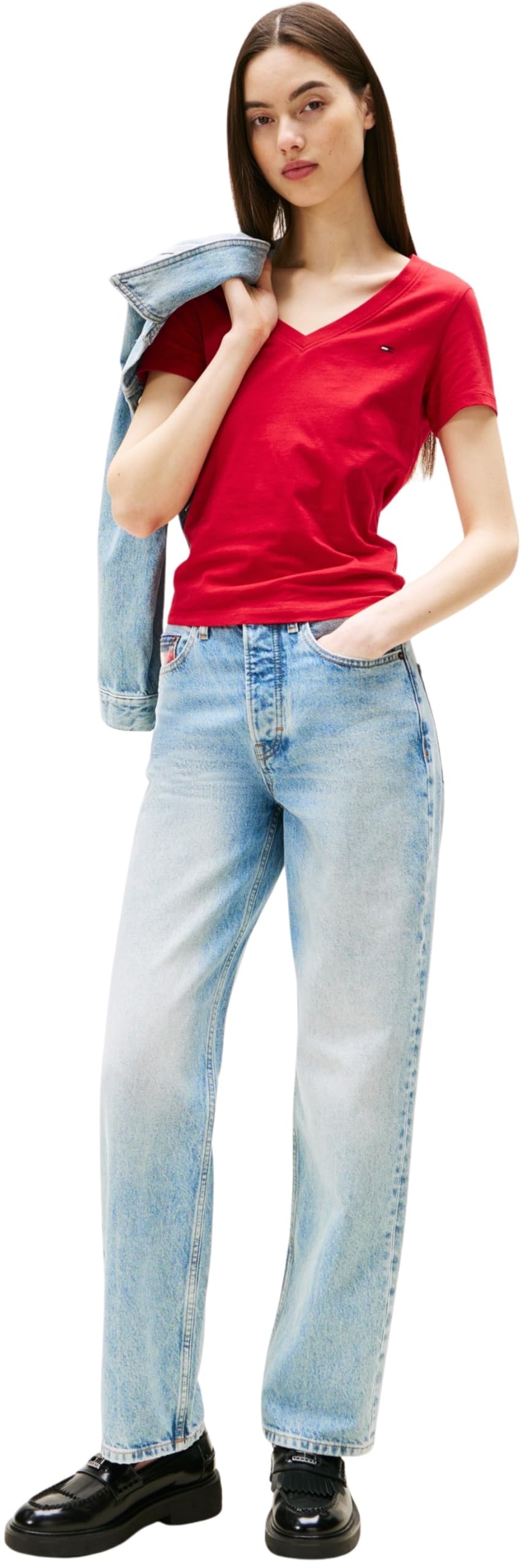 Tommy Jeans Damen 2er Pack T-Shirts Kurzarm mit V-Ausschnitt – Bild 3