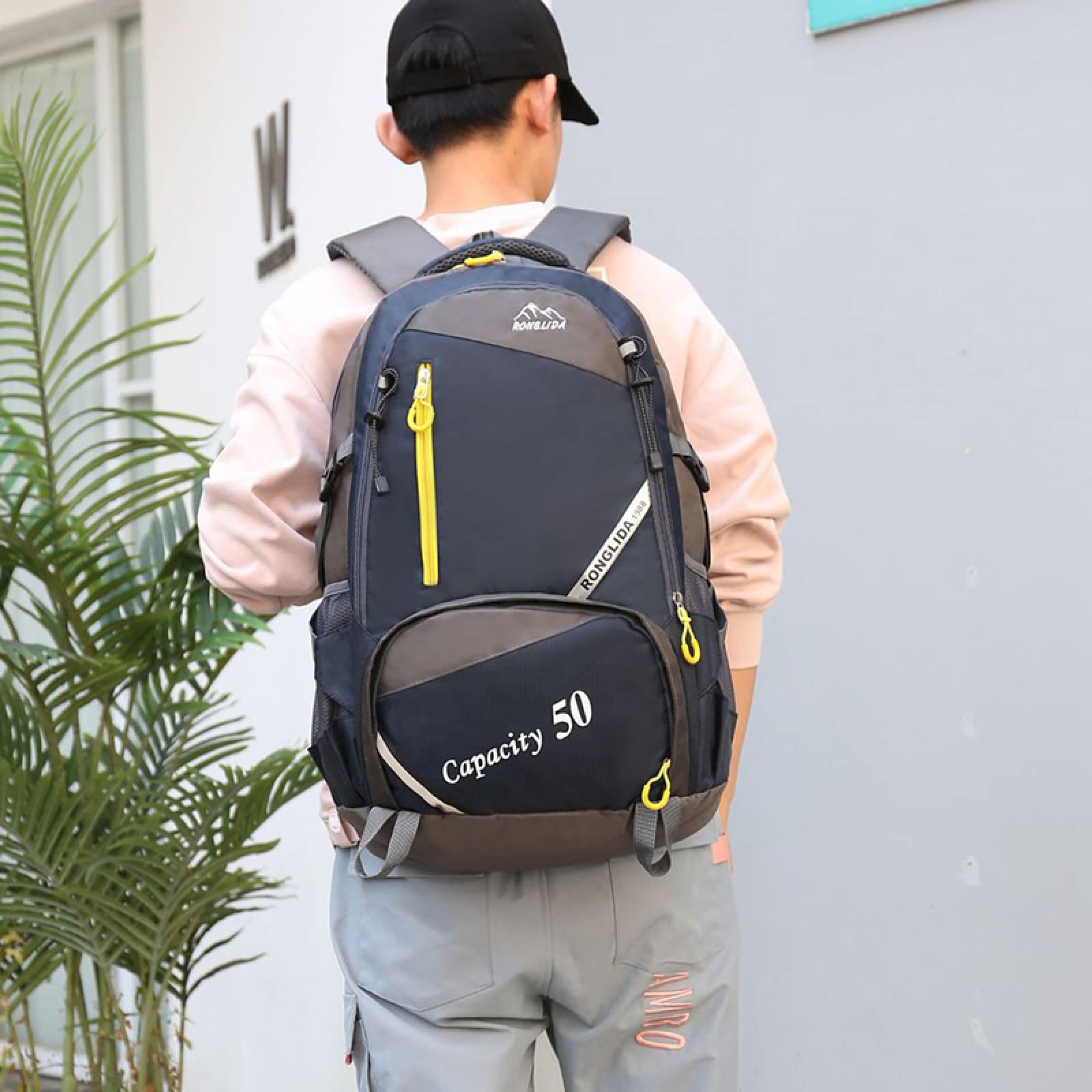 Zaino unisex da 50 litri Borsa sportiva da escursionismo all'aperto Zaino in nylon Alpinismo Zaino da campeggio