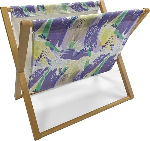 Ambesonne Abstract Magazine and Book Holder, Brushstroke Pastel Colors Retro Hipster Funky Modern Demonstration, Floor Rack Decor for Interior of