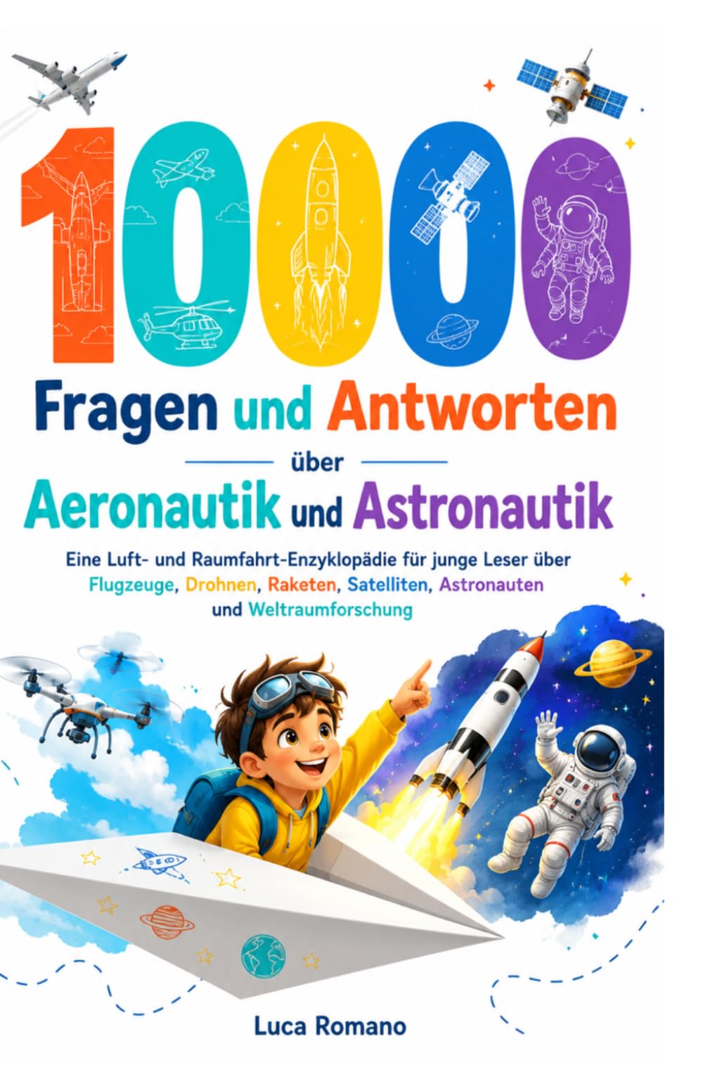 1000 Fragen und Antworten über Aeronautik und Astronautik: Eine Luft- und Raumfahrt-Enzyklopädie für junge Leser über Flugzeuge, Drohnen, Raketen, Satelliten, Astronauten und Weltraumforschung