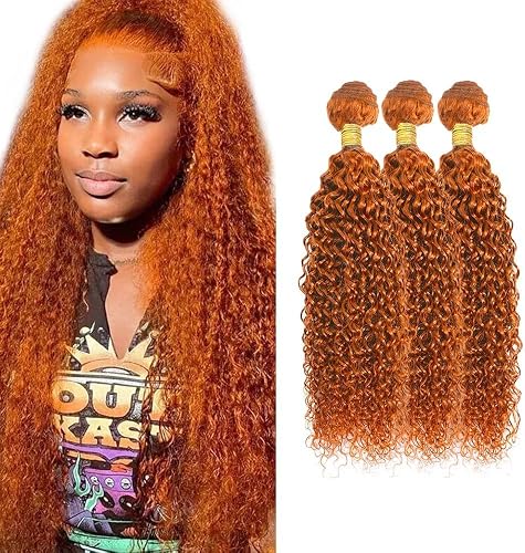 Giginger Brazilian Human Hair Bundles 26 28 30 inch Orange Jerry Curly Bundles 3