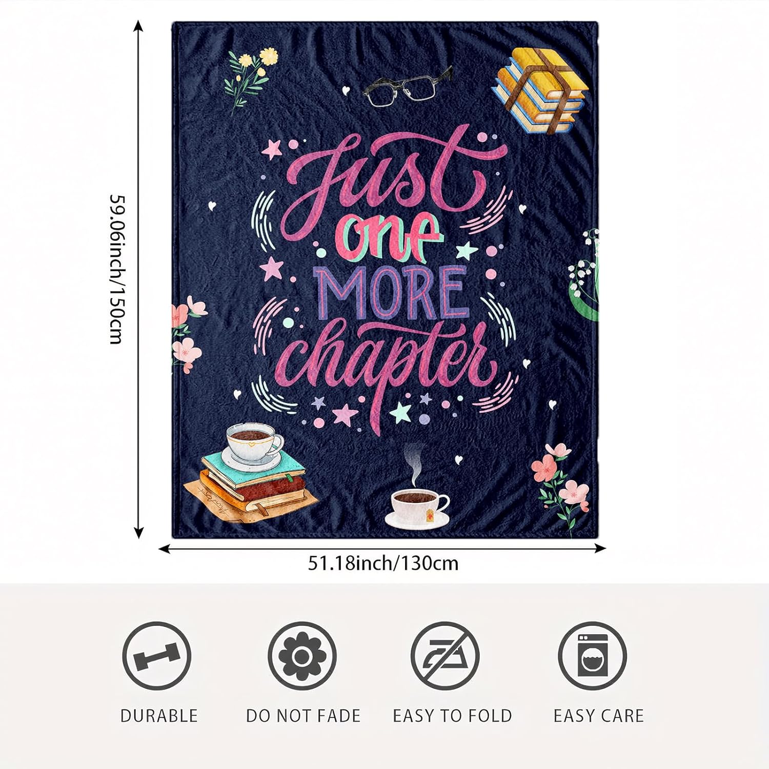 Book Lovers Reading Blanket Gift, Cozy Bookish Quote Throw for Readers, Literary Decor for Couch and Bed, Women and Teens, Birthday Christmas Mother’s Day Valentine’s, 50'' x 60'' - Image 3