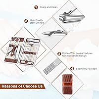 Vista 6 de Juego de cortaúñas de 18 piezas de acero inoxidable, kit de aseo profesional, herramientas de cuidado de uñas con lujoso estuche de viaje