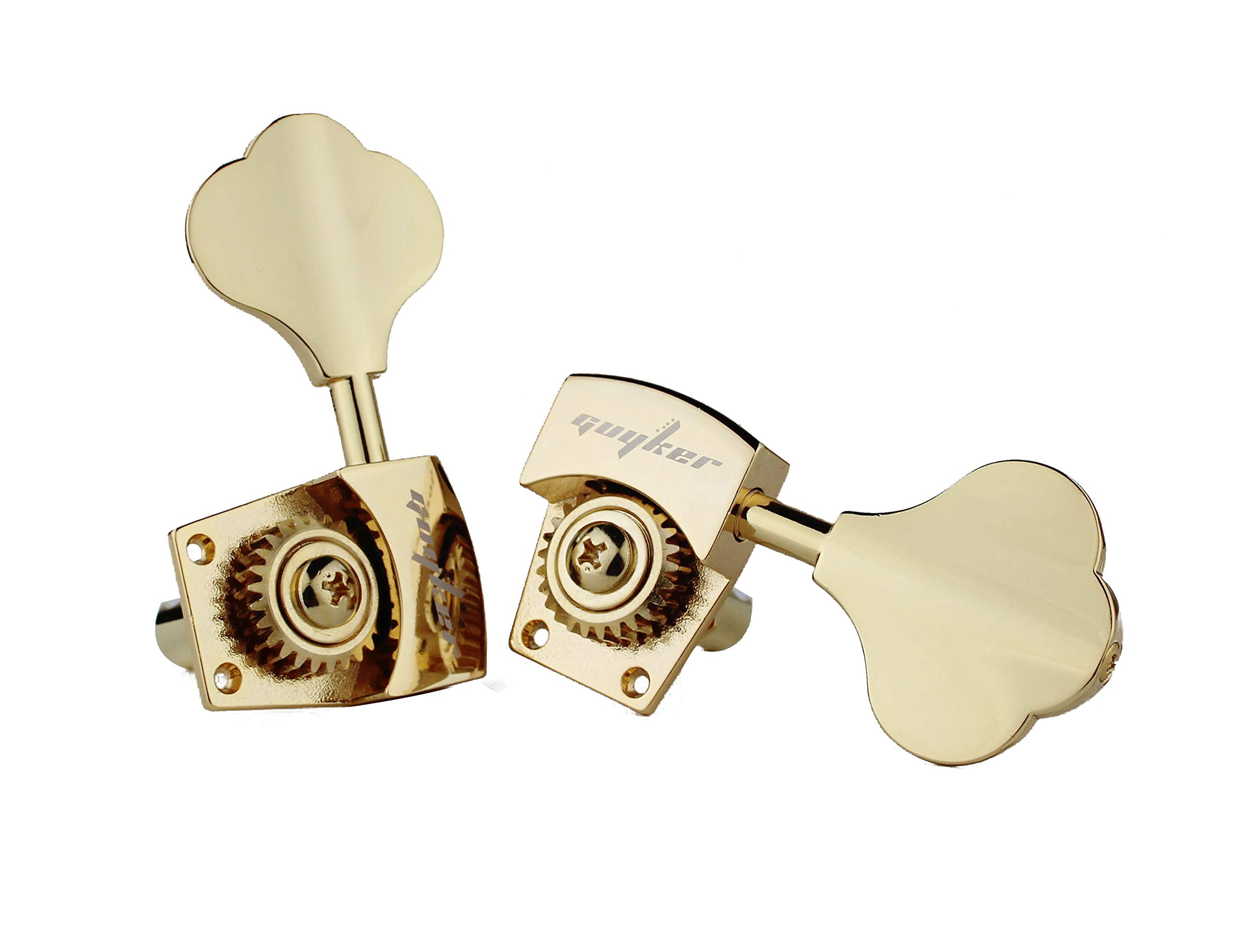 Guyker Tunery basowe (3R + 2L) - stosunek 1:26 Open Gear Tuning Key Pegs zamiennik głowicy maszyny do elektrycznej gitary jazzowej gitary basowej lub instrumentów precyzyjnych - złote