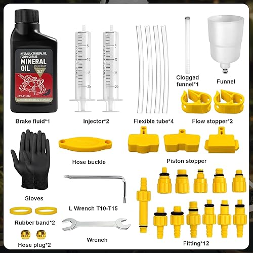 Miniatura 2 de Kit de purga de frenos, kit de purga de freno hidráulico de bicicleta que incluye aceite mineral de 5.1 fl oz para frenos de disco hidráulicos