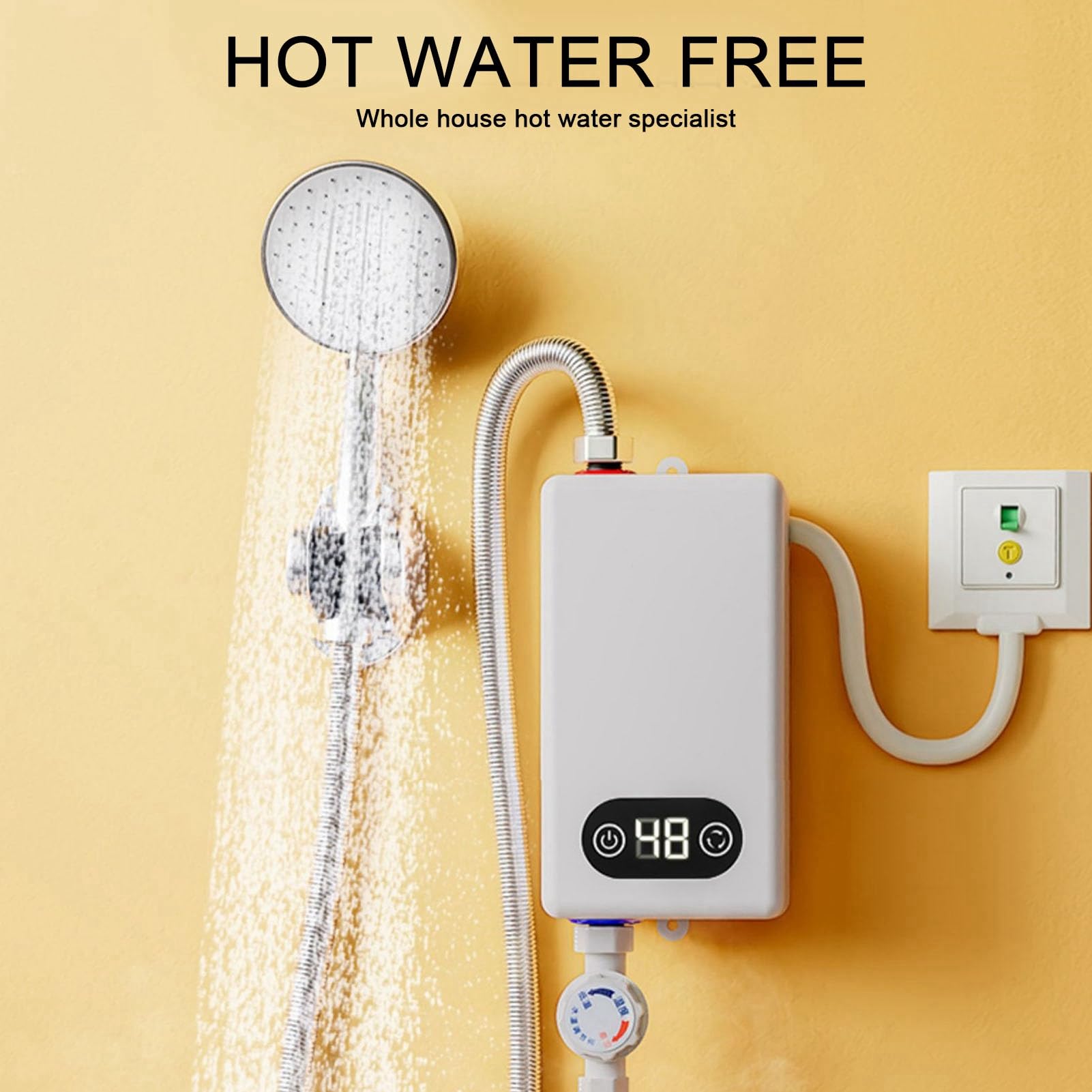 Topiky Función de Memoria Calentador de Agua Eléctrico Instantáneo Temperatura Constante 3400W para Cocina Baño ABS Grado Impermeable IPX4