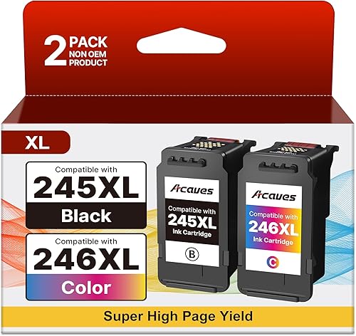 246XL 245XL - Cartucho de tinta de repuesto para Canon 245XL 246XL, paquete combinado compatible con Canon Ink 245 y 246 Work para Pixma TS202