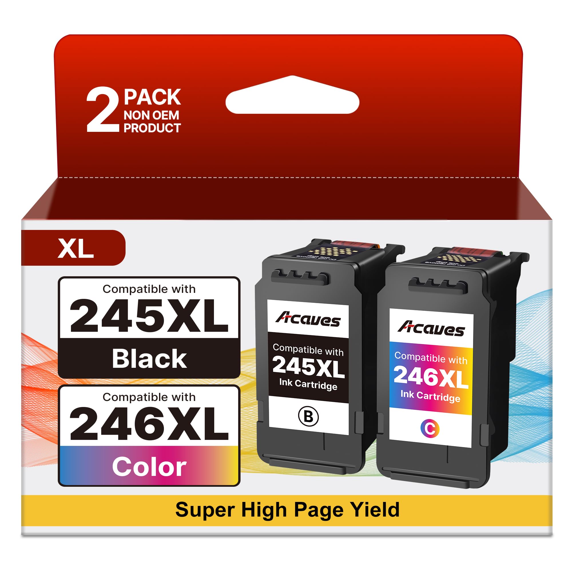 Acaves 246XL 245XL Ink Cartridge Replacement for Canon 245XL 246XL Combo Pack Compatible for Canon Ink 245 and 246 Work for Pixma TS202 TS3122 TS4320