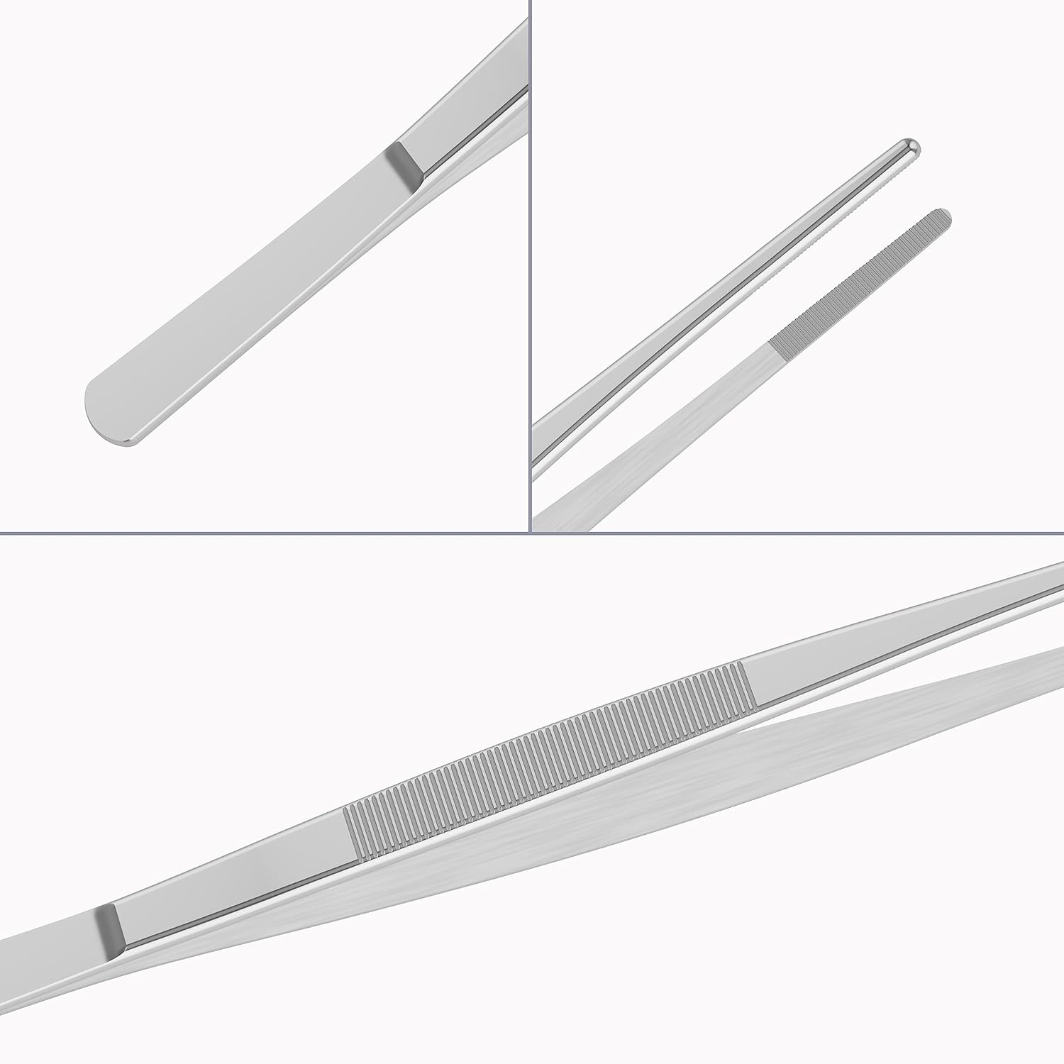5 PCS 5.5 Inch Stainless Steel Tweezers, with Straight Round Blunt Serrated Tip, 1/16 Inch Thickness Stainless Steel, Multipurpose Daily Garden Home Lab Craft Repairing Tool