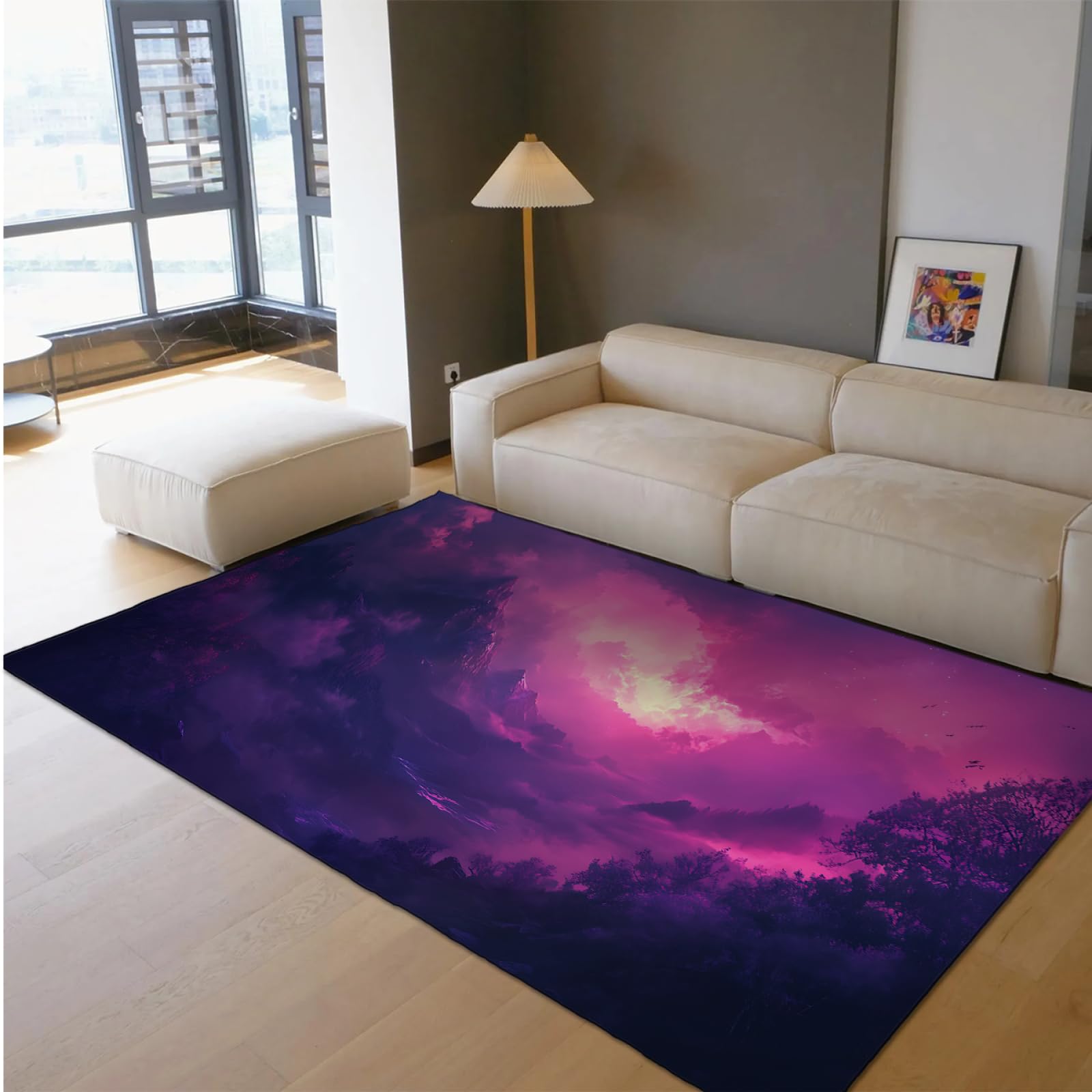 Fioletowy gradient kolorowe tło dywaniki góry kolorowe chmury lekki puszysty dywan do domu salonu sypialni 180 x 250 cm