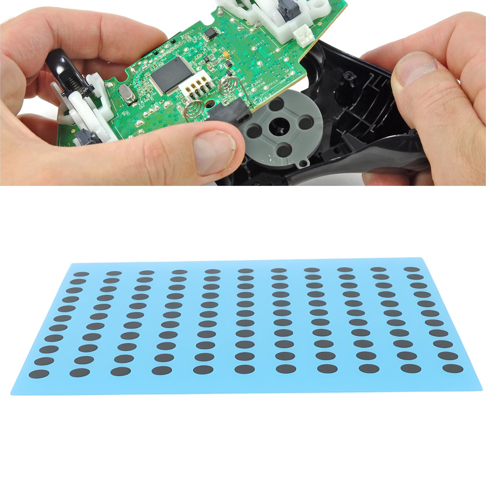1 hoja de almohadillas conductoras circulares de 4 mm adecuadas para restaurar la funcionalidad de los botones del mando a distancia y del controlador