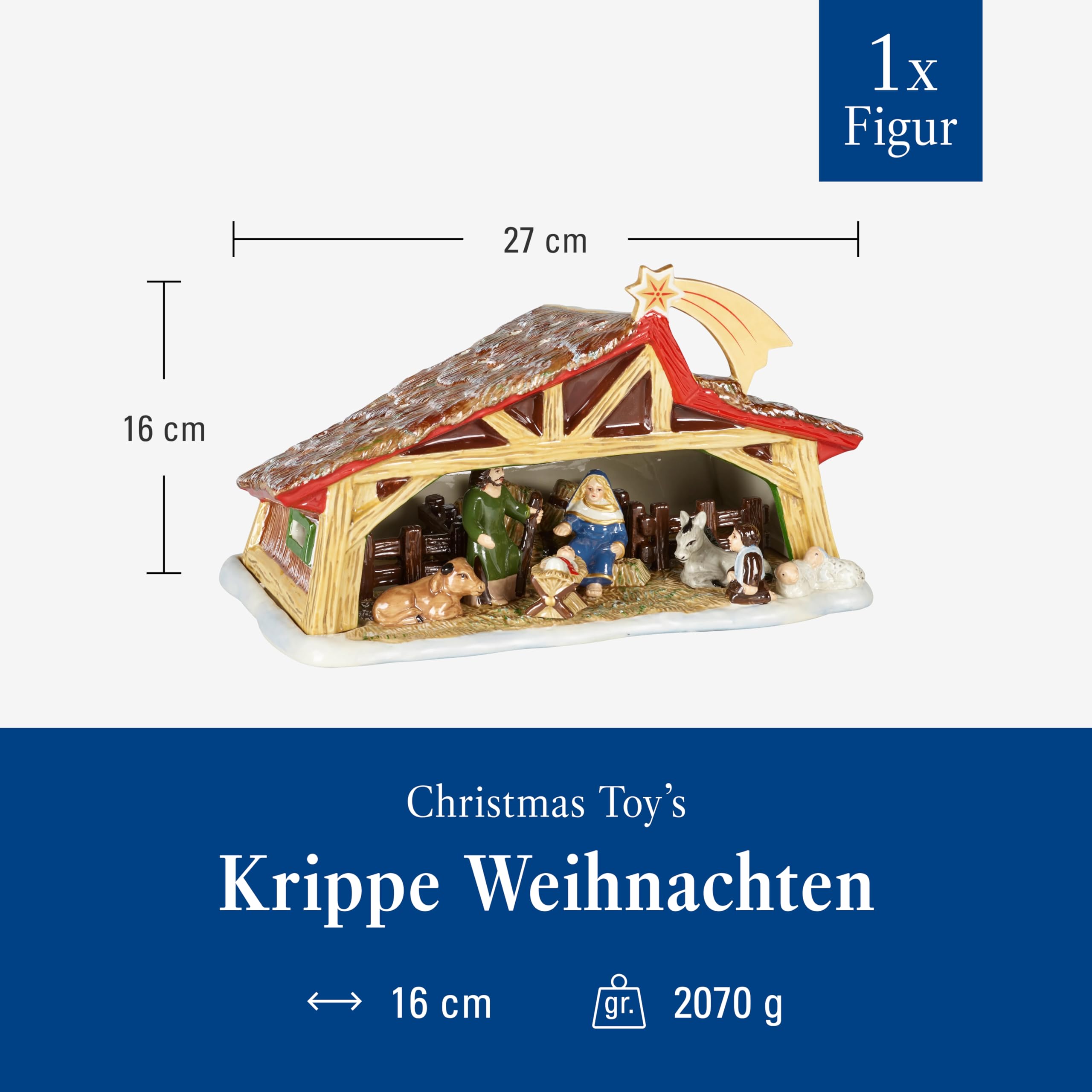 Villeroy & Boch - Christmas Toy's Memory Krippe Bunt, Weihnachtskrippe mit Krippenfiguren, Weihnachtsdorf, Weihnachtsdeko, Weihnachtsstall, Weihnachten Dekoration, Xmas, Hartporzellan