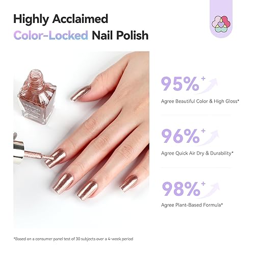 Miniatura 6 de SAVILAND Color Artistry - Juego de esmaltes de uñas con brillantina 6 unidades de tonos holográficos de diamantes brillantes, esmalte de uñas sin