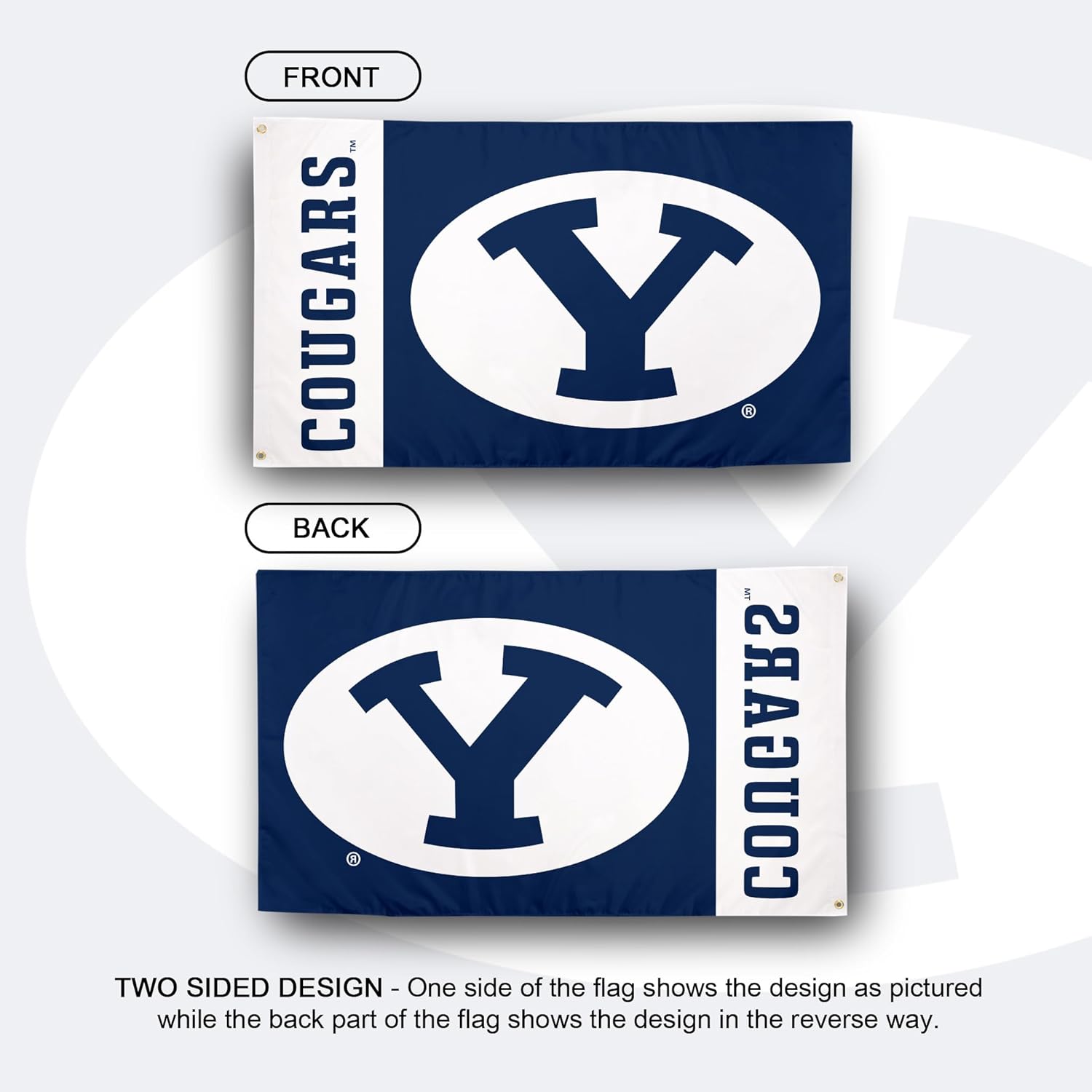 Desert Cactus Brigham Young University Flag Cougars BYU Cougs Banners 100% Polyester Indoor Outdoor 3x5 feet Flags (Team Name) - Image 2