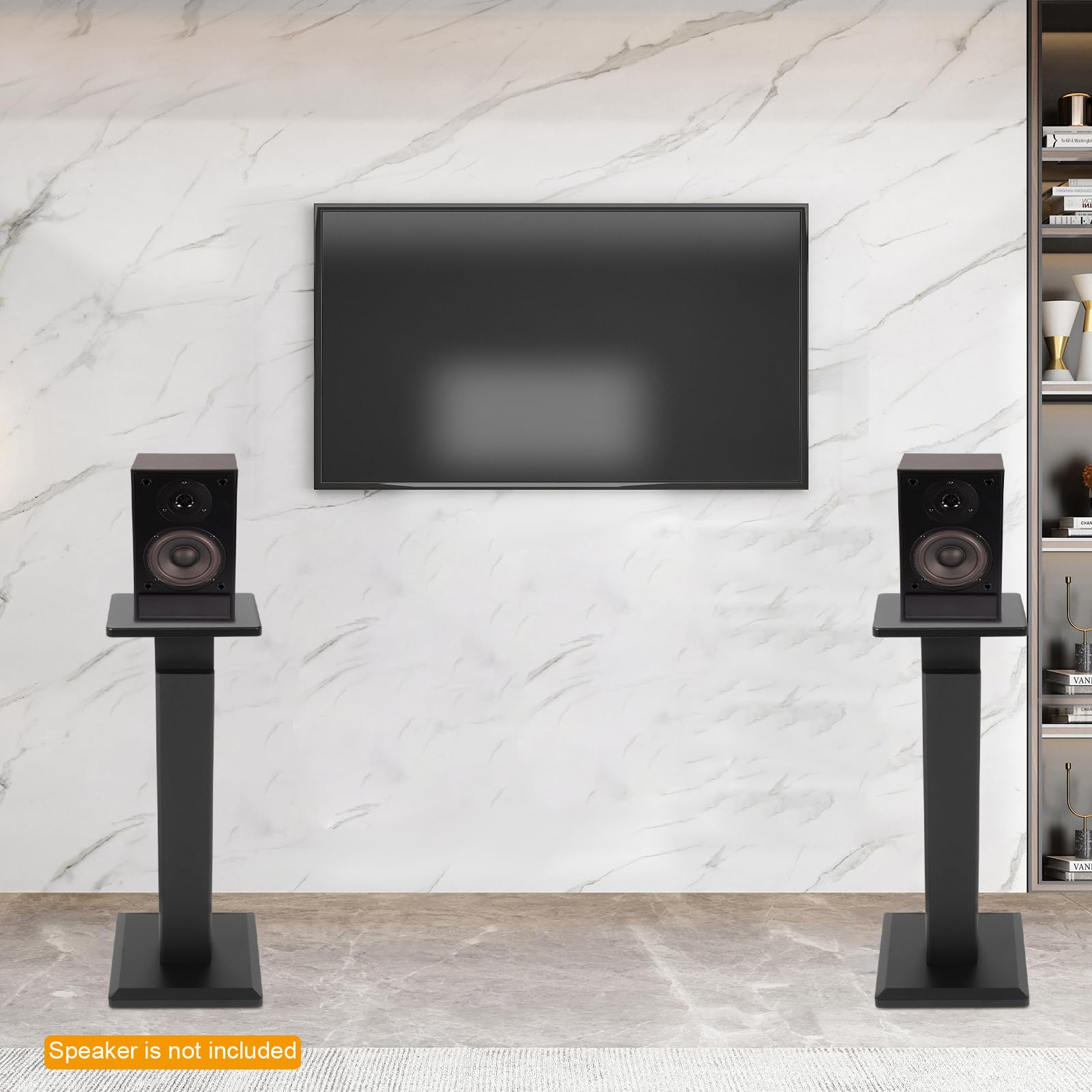2er-Set Lautsprecherständer, Ständer für Lautsprecher und Boxen, Ausziehbar, Lautsprechers Bodenständer, HiFi Rack, Höhenverstellbar für Satelliten, Universal Boxenständer bis 30 kg (Schwarz)