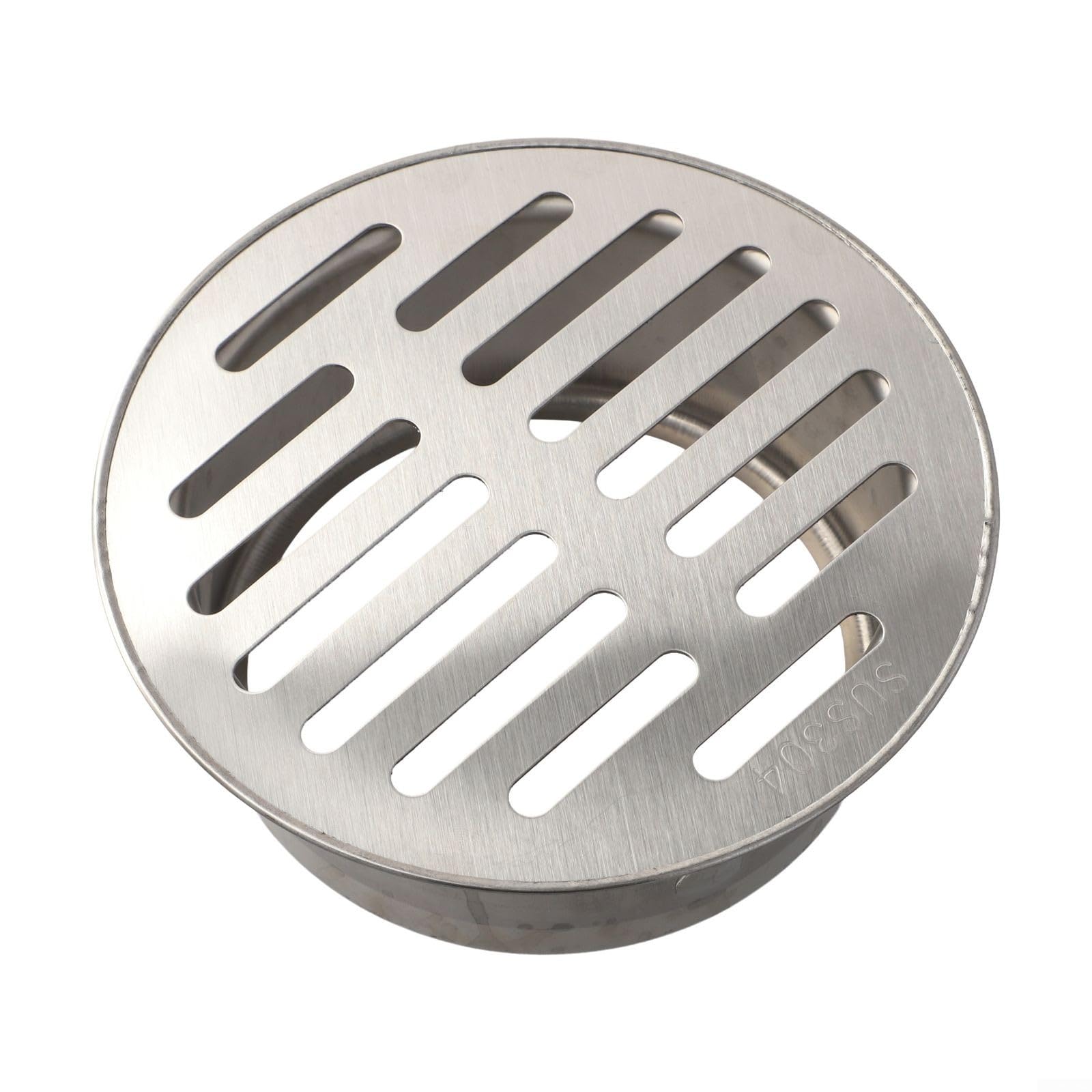 Floor Drain Cover, 304 Stainless Steel Round Thicken Grate Drainage for Roof Patio Bathroom Flat Design 100mm Diameter Rust Resistant(110mm)