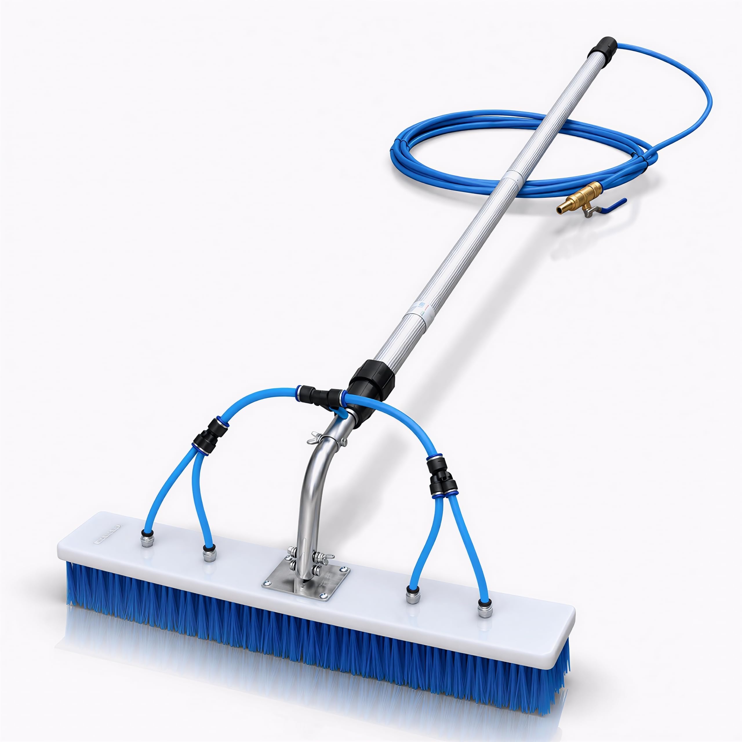 Tomahawk® Solar Panel Cleaning Brush 6 Meter Water Fed Pole Kit | Nylon Brush with Adjustable Angle & PU Water Pipe for High Reach Cleaning-image-19