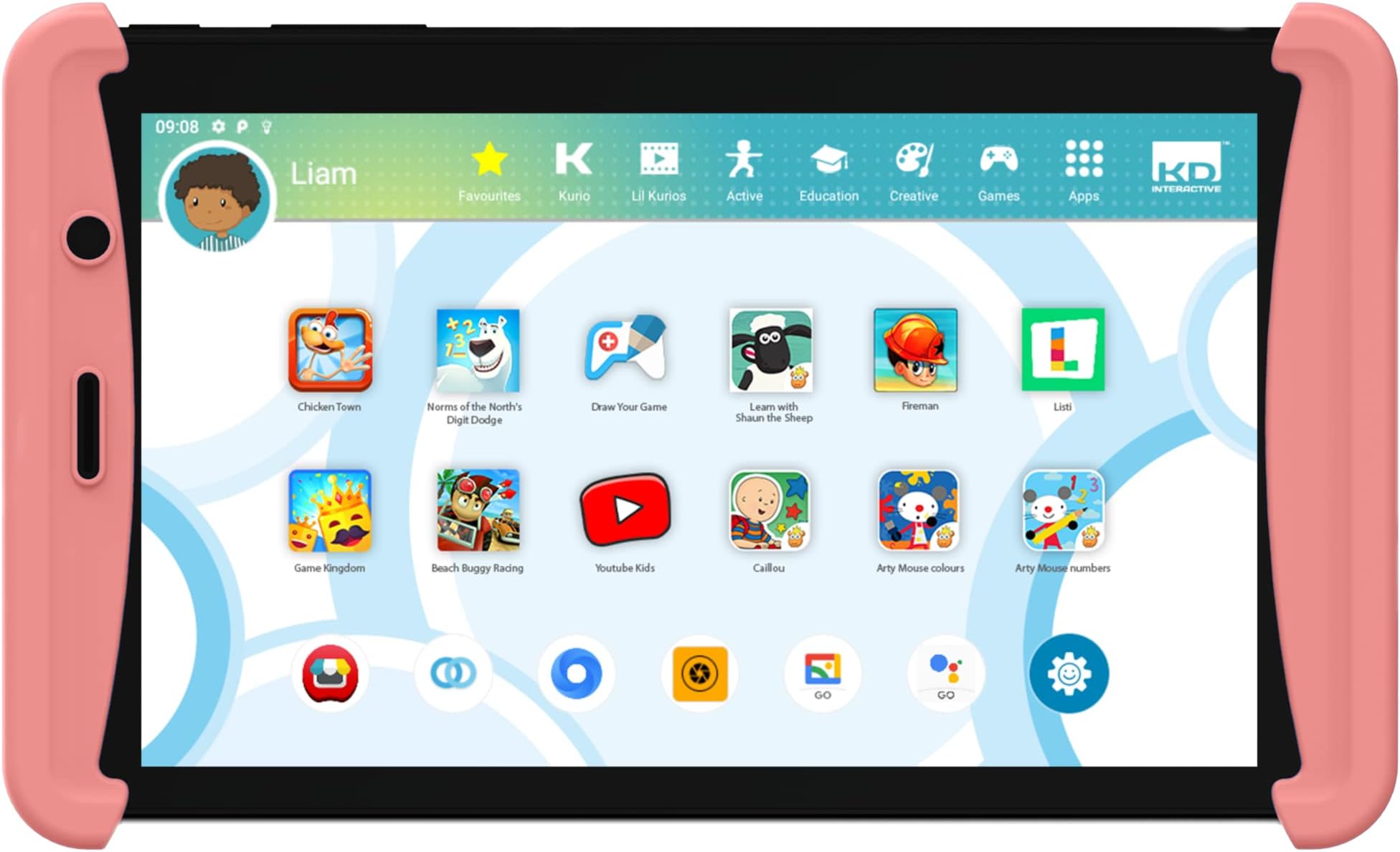 KurioC21171 Tab Lite 2 Pink Android Tablet for Children, 7 Inch Touch Screen, 16 GB Memory, Camera, 40+ Apps, Child Lock, Protective Case, Learning Computer, Children's Tablet, Laptop Toy Ideal for