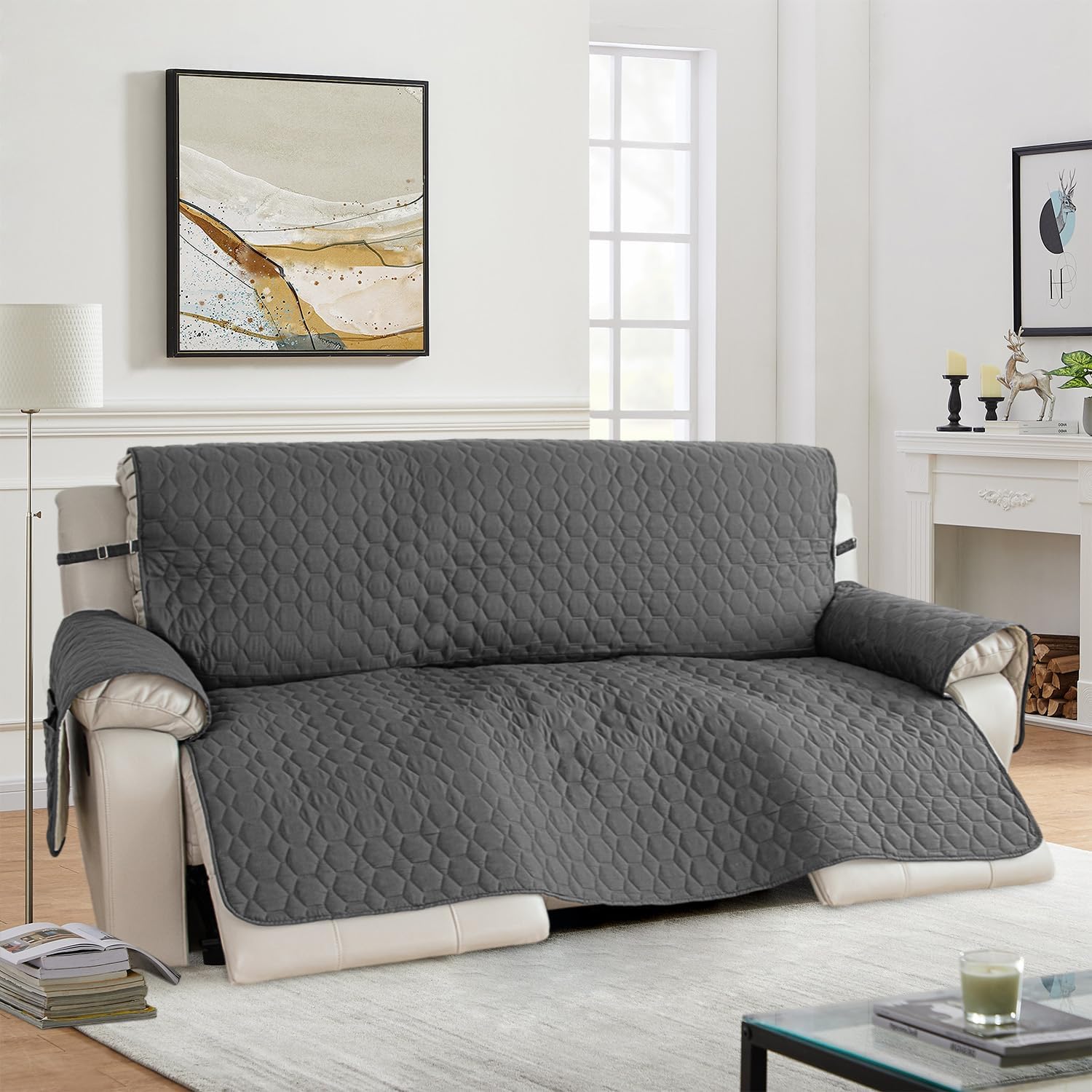 RBSC Home Sofa Slipovers Waterproof Sofa Covers for Dogs, Couch, Loveseat and Large Sofas (Dark Gray, 78")
