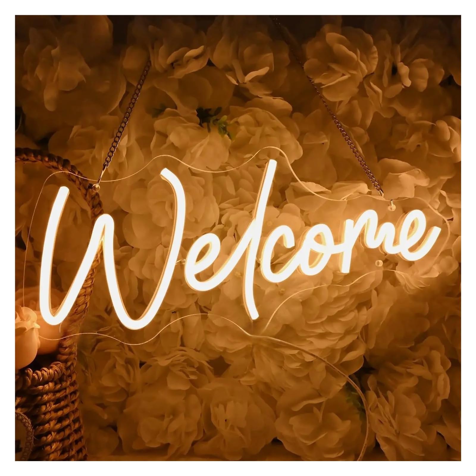 RONGCH Hanging Art Signs Welcome Neon Sign Business Open LED Light for Window Bar Pub Store Shop Wedding Birthday Party Decor 38cm