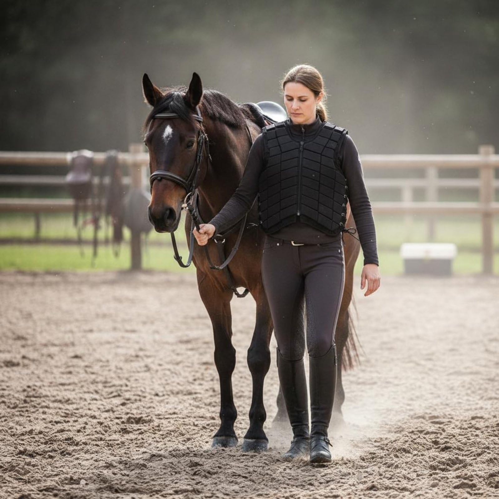 Gilet Protettivo Equestre Gilet di Equestre Corpetto da Equitazione Panciotto Protettivo con Rivestimento in Poliestere E Schiuma Eva Adatto per Maneggio Monta Quotidiana Preparazione
