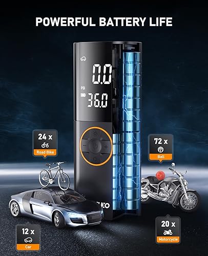 Miniatura 4 de Compresor de aire portátil para inflador de neumáticos, bomba de aire inalámbrica rápida de 150 PSI para neumáticos de automóvil, bomba de