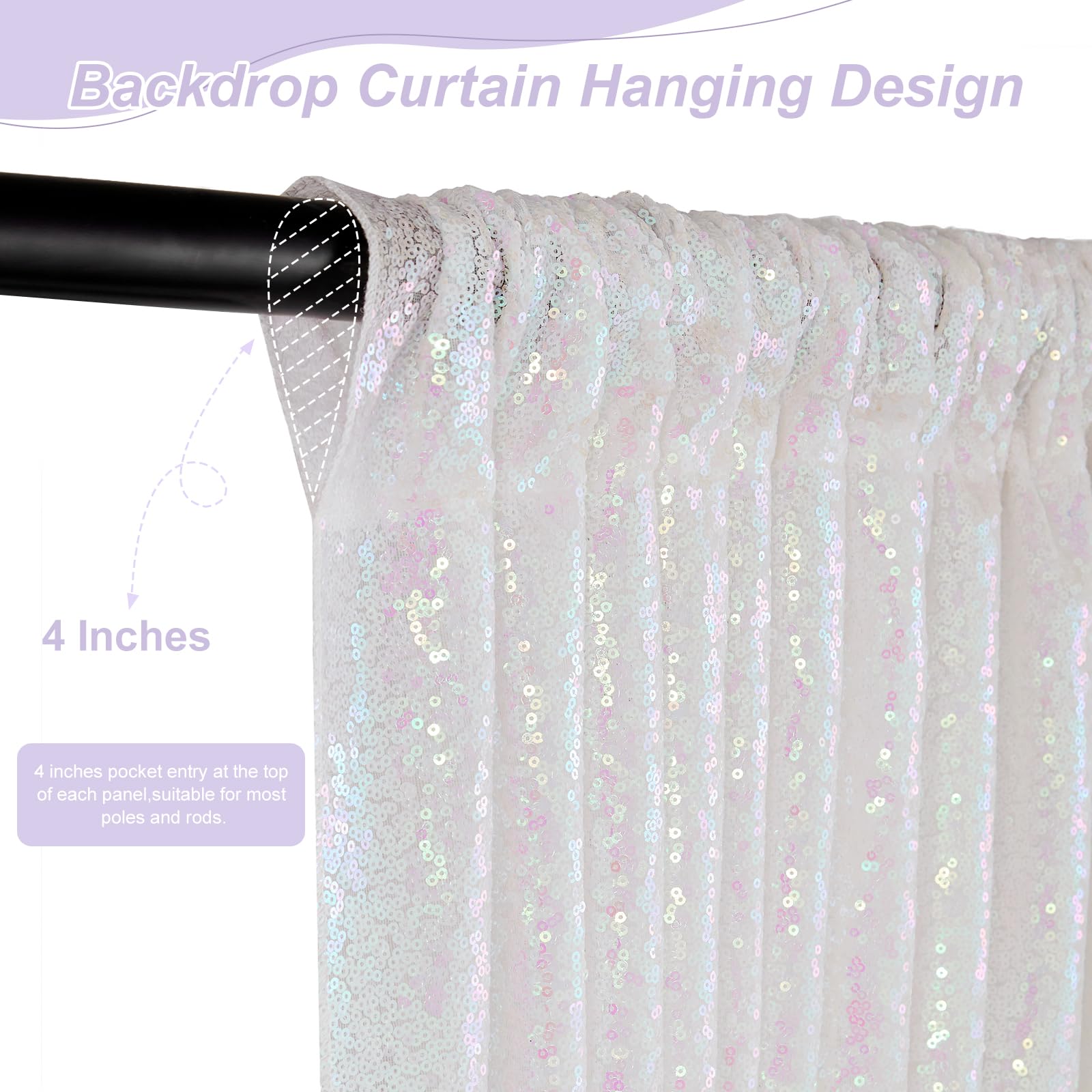 Weißer Pailletten-Hintergrund – 2,4x2,4 M, Glitzernd Für Hochzeit, Geburtstag & Dekoration