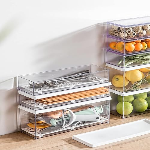 Vista 14 de Hanobe Recipientes de pasta para despensa, recipiente grande para espaguetis y fideos, juego organizador de almacenamiento de cereales transparentes