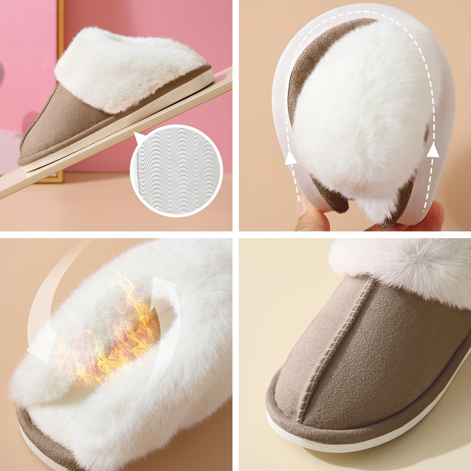 HILAX Pantofole Donna Uomo Invernali Peluche Ciabatte Casa Comode Pelose Inverno Scarpe di Cotone Morbida Slippers Winter Interne