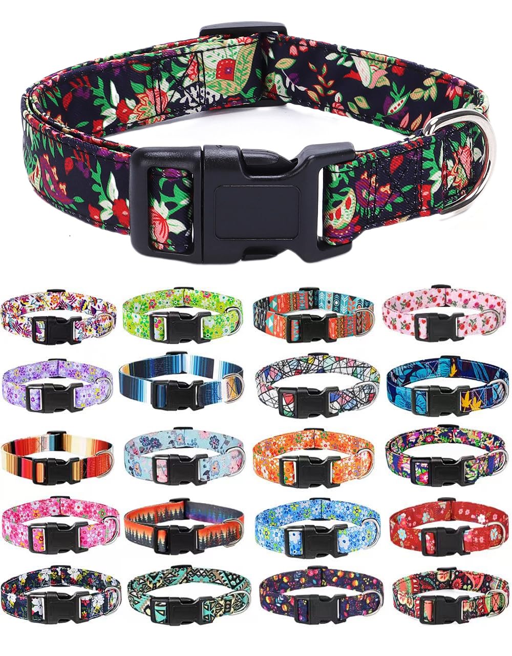 Moonpet Hundehalsband – Verstellbar, Weich, Mit Bohemian Floral Design, Größe M (30–47 Cm)