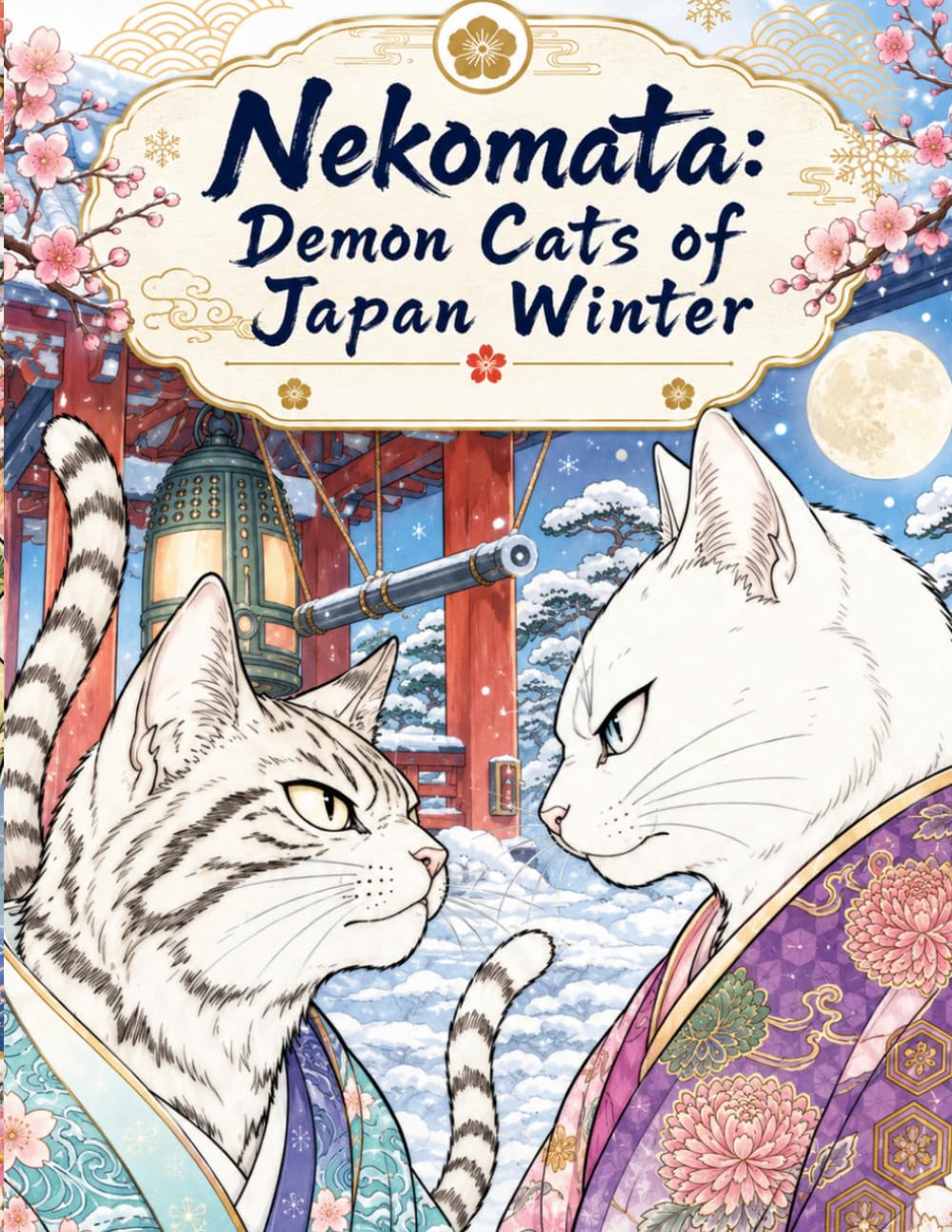 Nekomata: Demon Cats of Japan — Winter: 25 Illustrations of Kimono Cats in the Silence of a Japanese Winter (Yokai Arts Coloring Series)