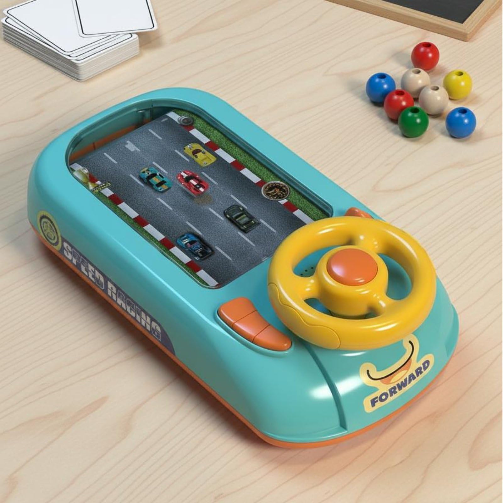 Juego de Carreras Infantil Volante Interactivo Simulación de Conducción Juguete Educativo con Selector de Marchas Música Control de Velocidad Plástico, Nueva Aventura Racing