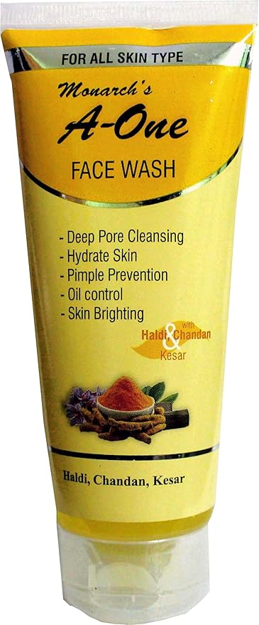 Monarch's A-One Deep Cleansing and Fairness Daily use Face Wash with Haldi Chandan and Kesar for all skin types Men and Women for Brightening Glowing Beautiful skin, reduce Pigment and Tan 100gm tube