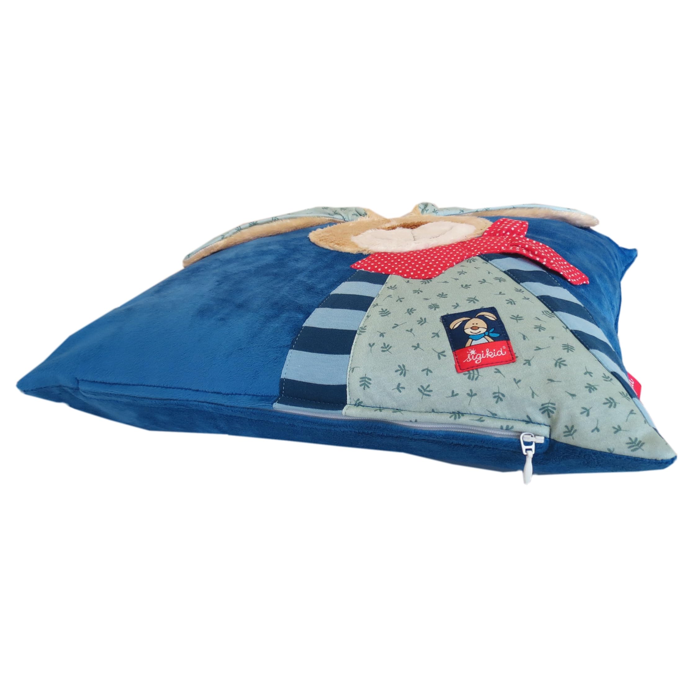 Sigikid Kuschelkissen mit Ihrem Wunsch-Namen Bestickt Wombel Bombel blau 40 cm x 40 cm inklusive Füllung Namenskissen Kinderkissen personalisiert