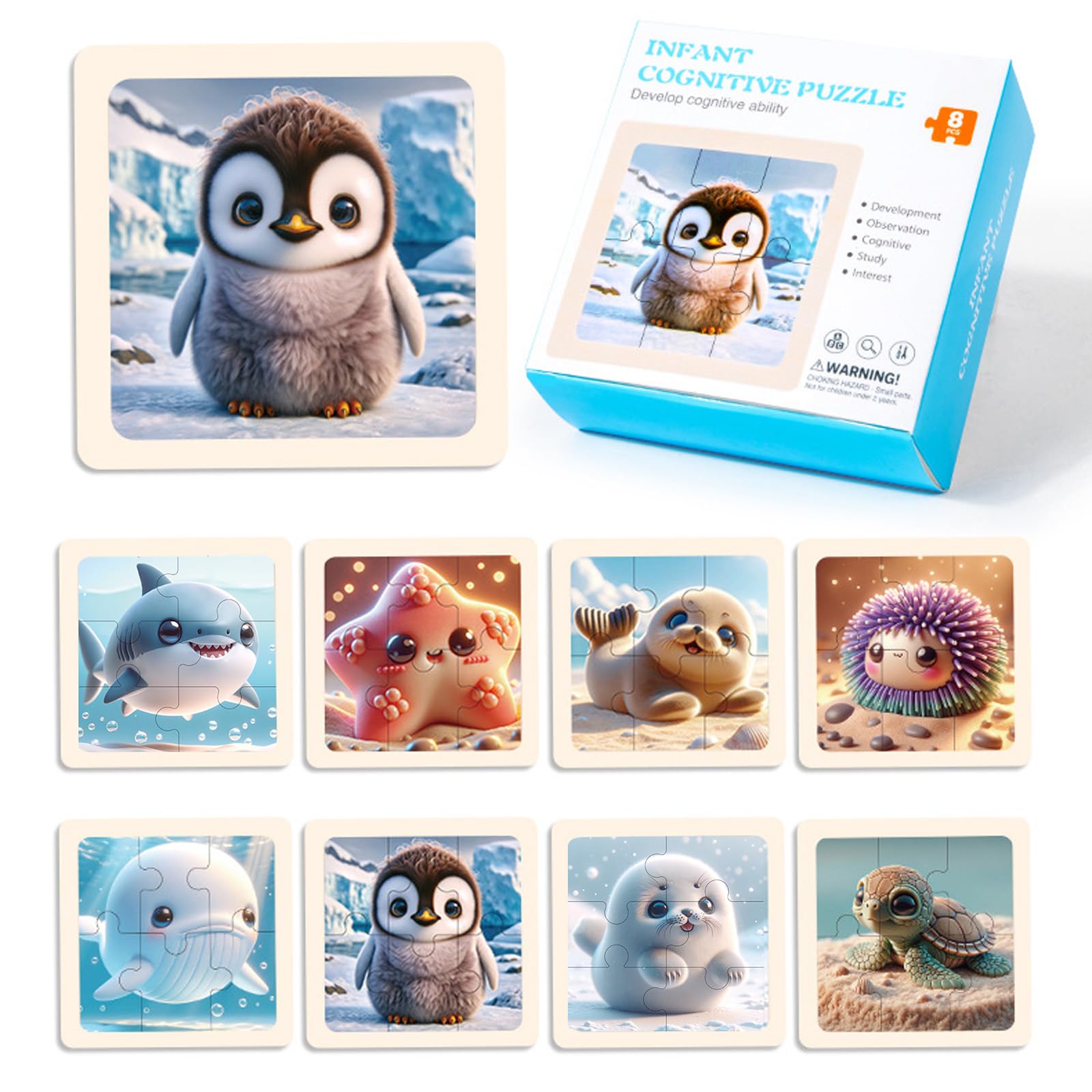 8 Packs Wooden Toddler Puzzles for Kids Ages 3-5, Jigsaw Puzzles for Toddlers 3-5 - Image 2