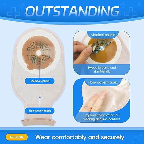 Miniatura 3 de 20 bolsas de colostomía, bolsas drenables de una pieza para el cuidado del estoma de urostomía, ileostomía, suministros de ostomía con hidrocoloide