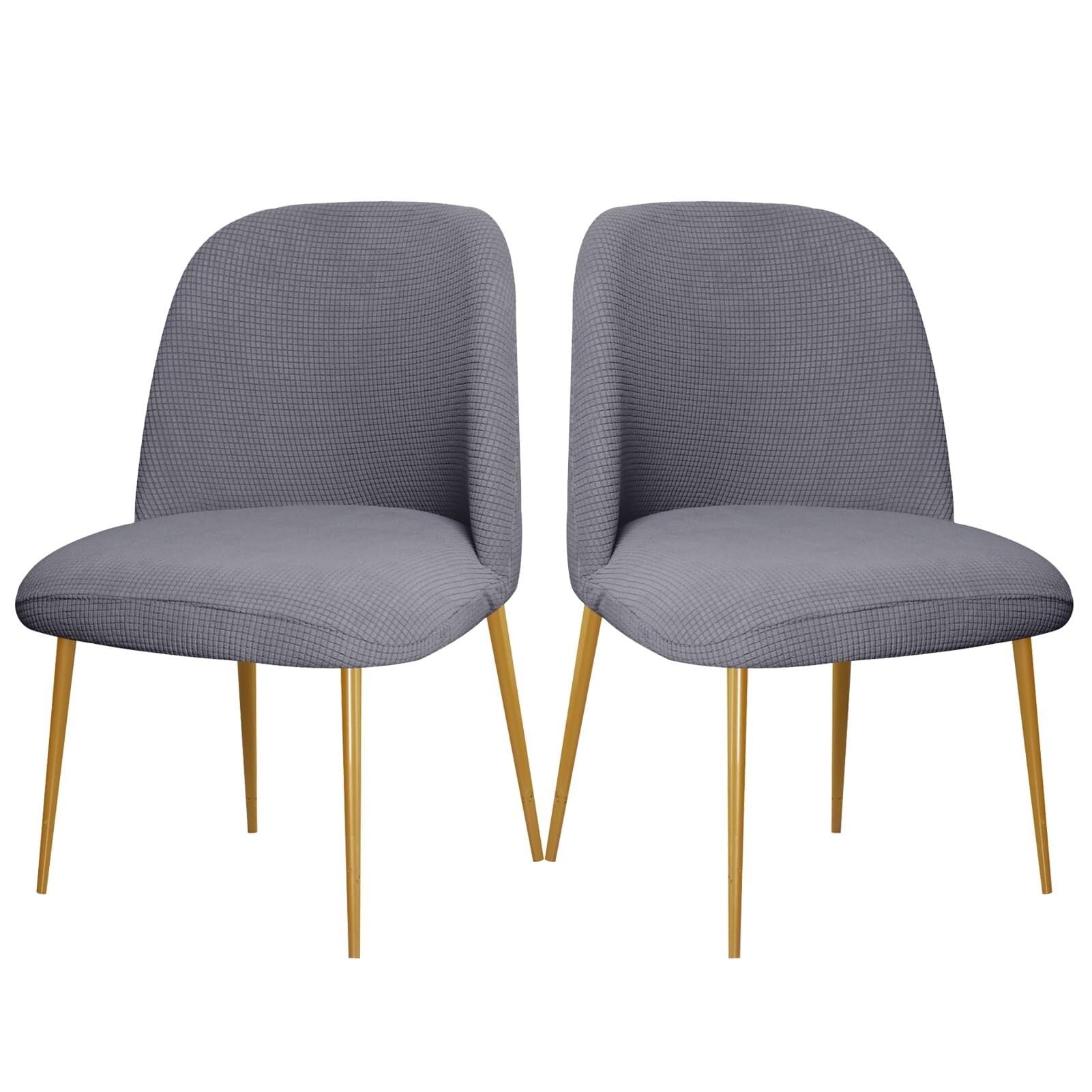 NMVAWIPT Curved Back Dining Chair Covers, Semi Circle Protectors, Polyester Jacquard Fabric, Machine Washable(Grey,2Pcs)
