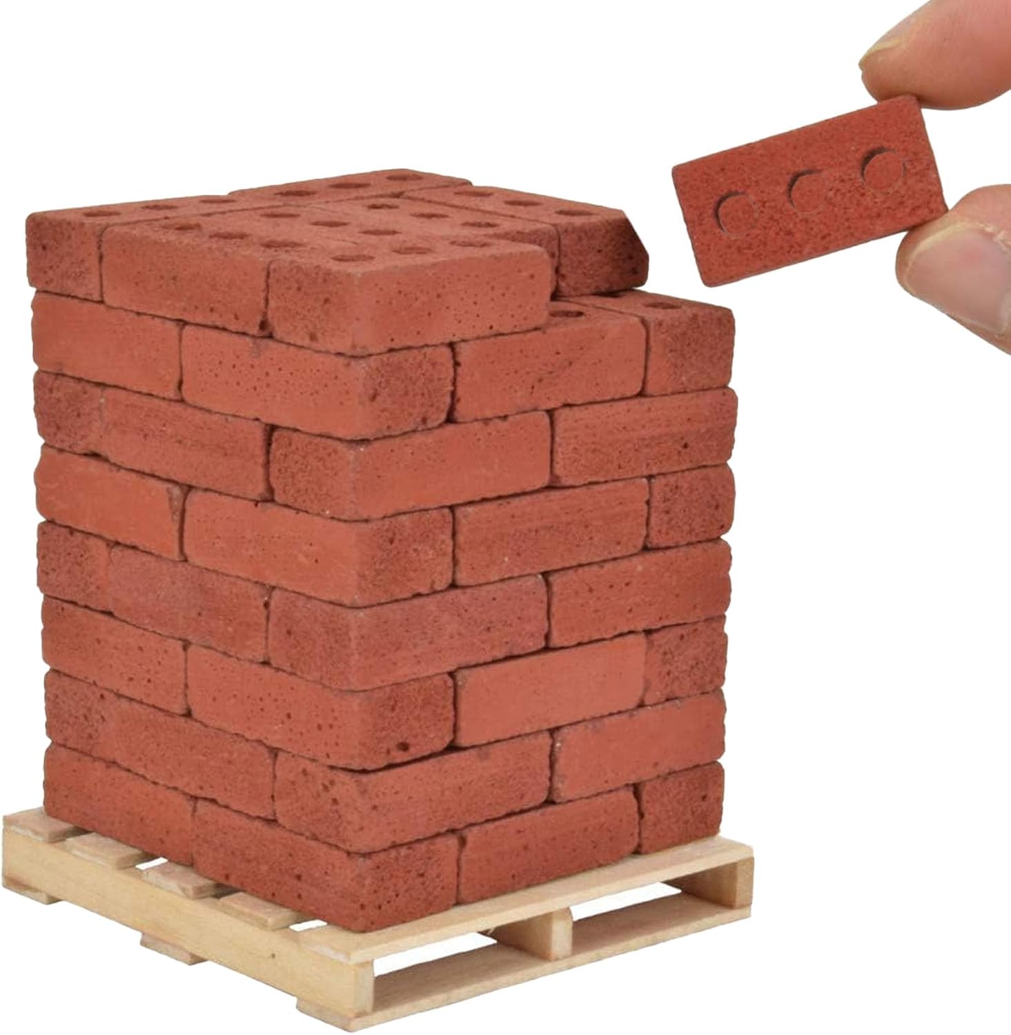 Cayway 120 PCS Mini Bricks for Landscaping, Crafts & Dollhouses - Realistic Fake Bricks with 3 Holes - Mini Red image 3
