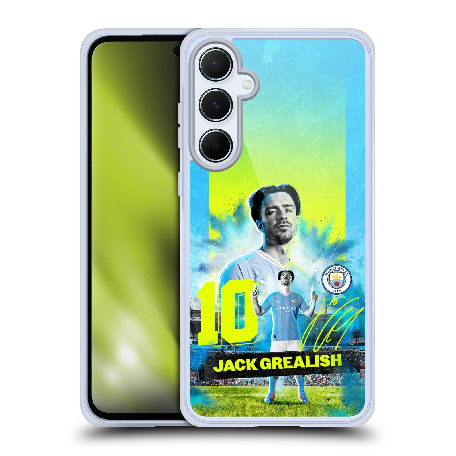 Head Case Designs Officially Licensed Manchester City Man City FC Jack Grealish 2023/24 First Team Gel Case [Military Grade Protection] Compatible With Samsung Galaxy A55 5G
