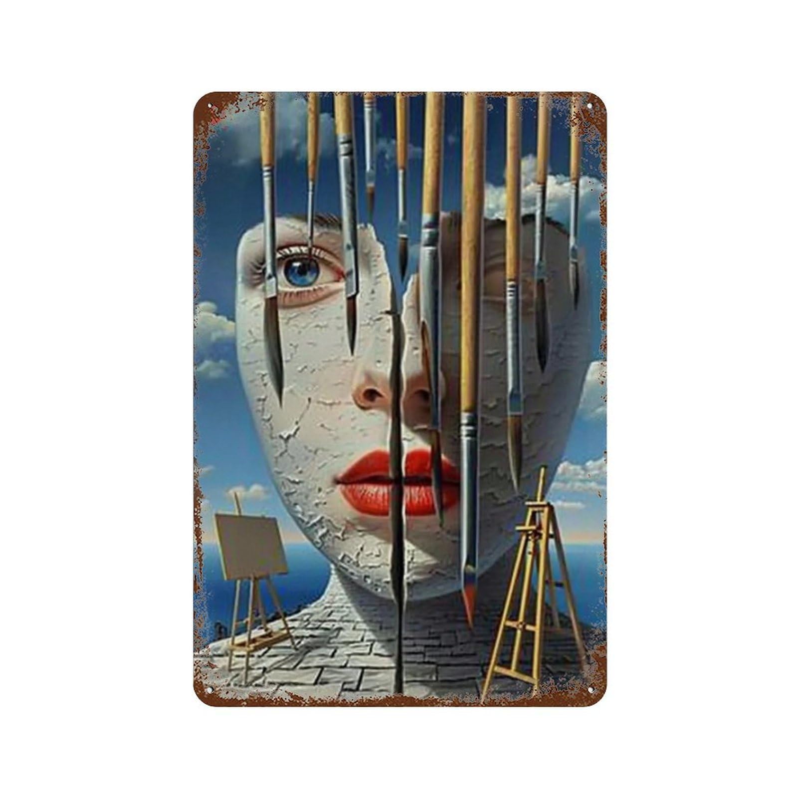 JUWRHRHHRH Dali Surreal Sliced Artist’s Visage 04 Poster Canvas Aesthetic Wall Art Painting Decor for Living Room Bed Room 30x20cm Style