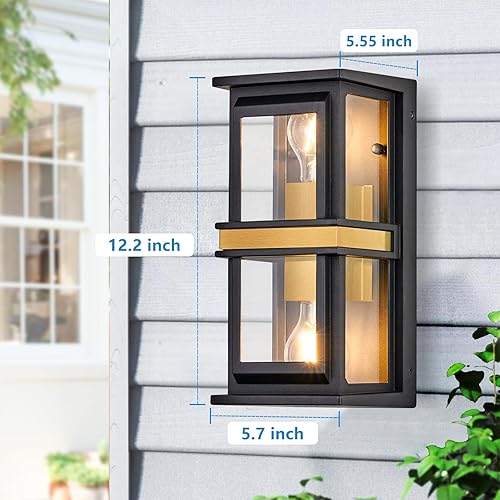 Miniatura 3 de GOORAY G6003-1W-2PK-SBK - Lámpara de pared exterior para exteriores, del atardecer al amanecer, luces de arriba y abajo, impermeables, para entrada,